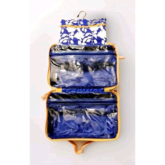 TENDER LOVE + CARRY Blue/White/Peach Makeup-Organizer-Travel-Carry-Hang- 11×8×4 - Picture 8 of 9